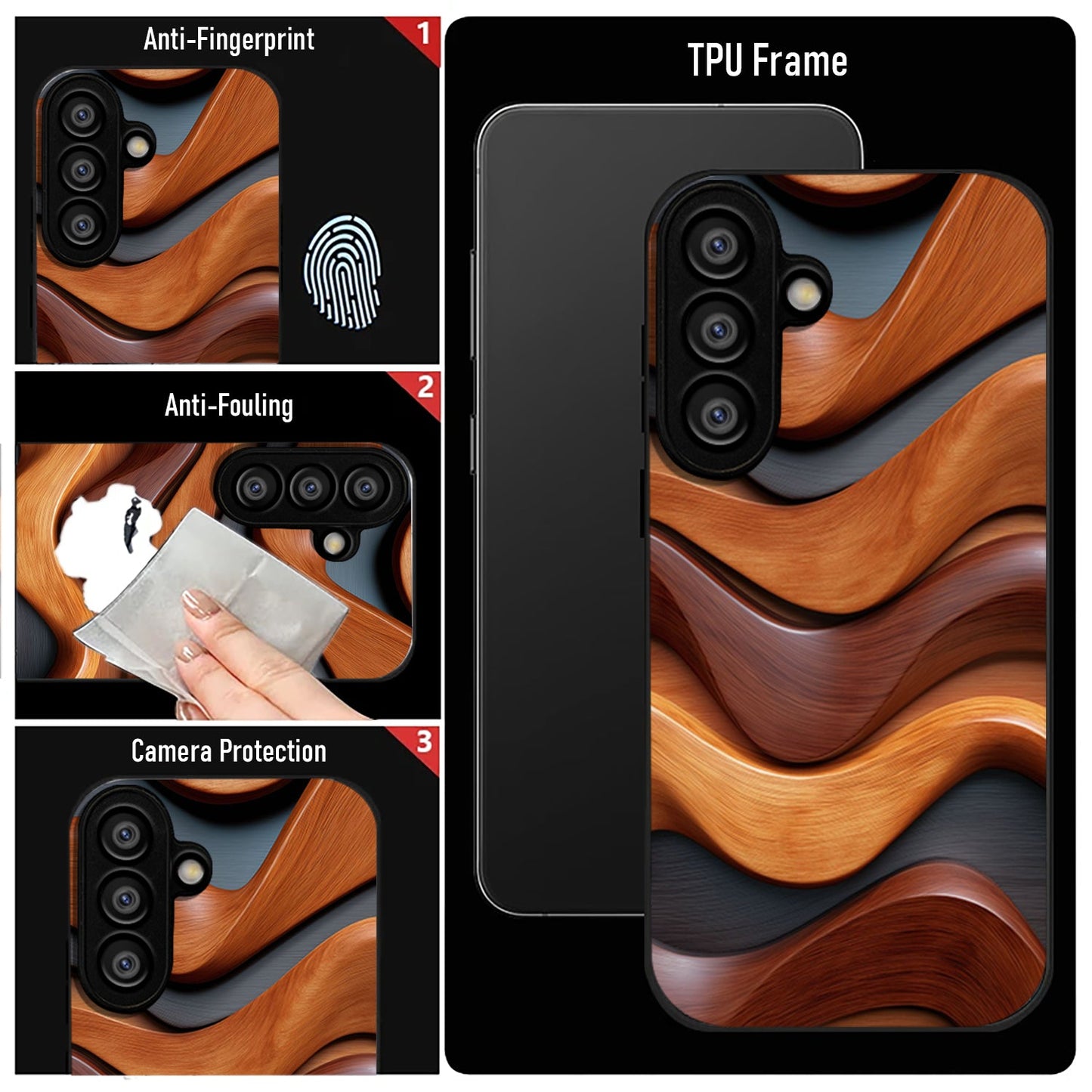 Samsung Galaxy A56 Premium Acrylic Shockproof Glass Back Case (Wood Wave)