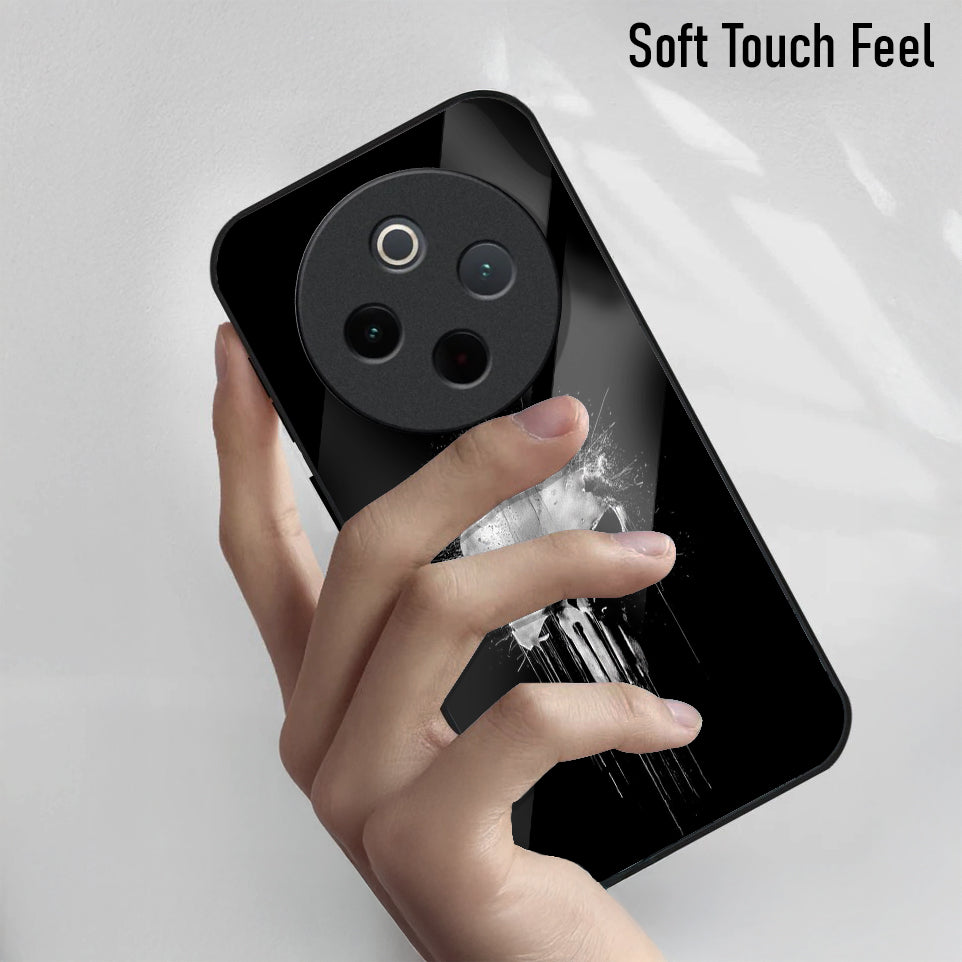 Vivo T4 5G Premium Acrylic Shockproof Glass Back Case (Punisher Skull)