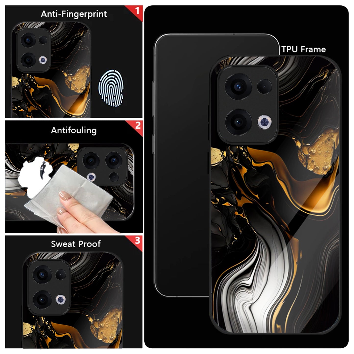 Oppo Reno 13 5G Premium Acrylic Shockproof Glass Back Case (Golden Dusk)