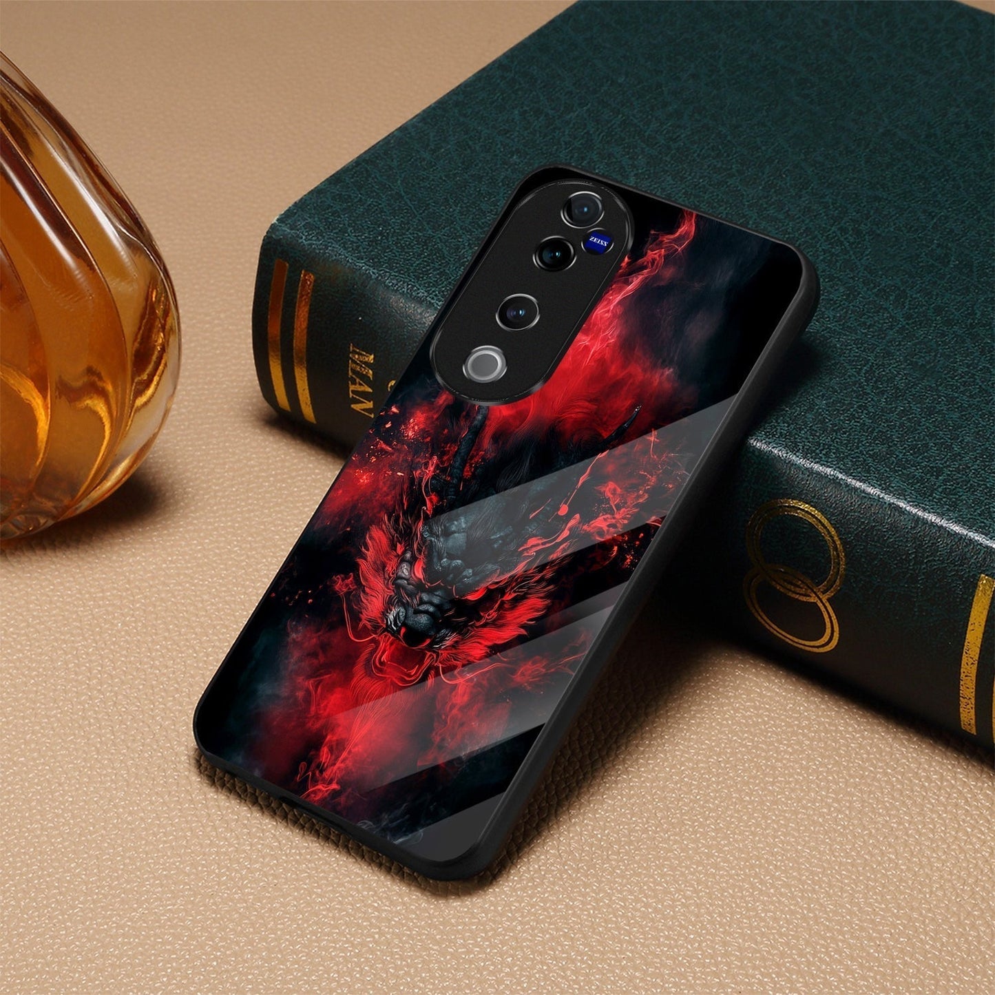 Vivo V40 Pro 5G Premium Acrylic Shockproof Glass Back Case (Fire-Dragon)