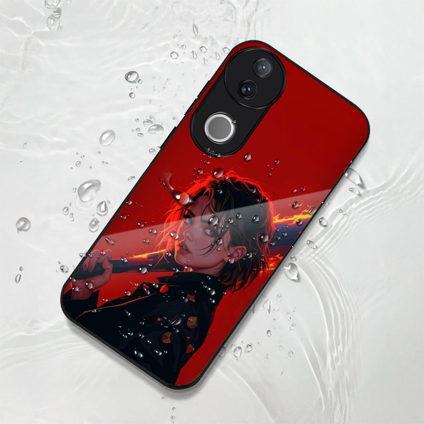 Vivo V50 5G Premium Acrylic Shockproof Glass Back Case (Flame Queen)