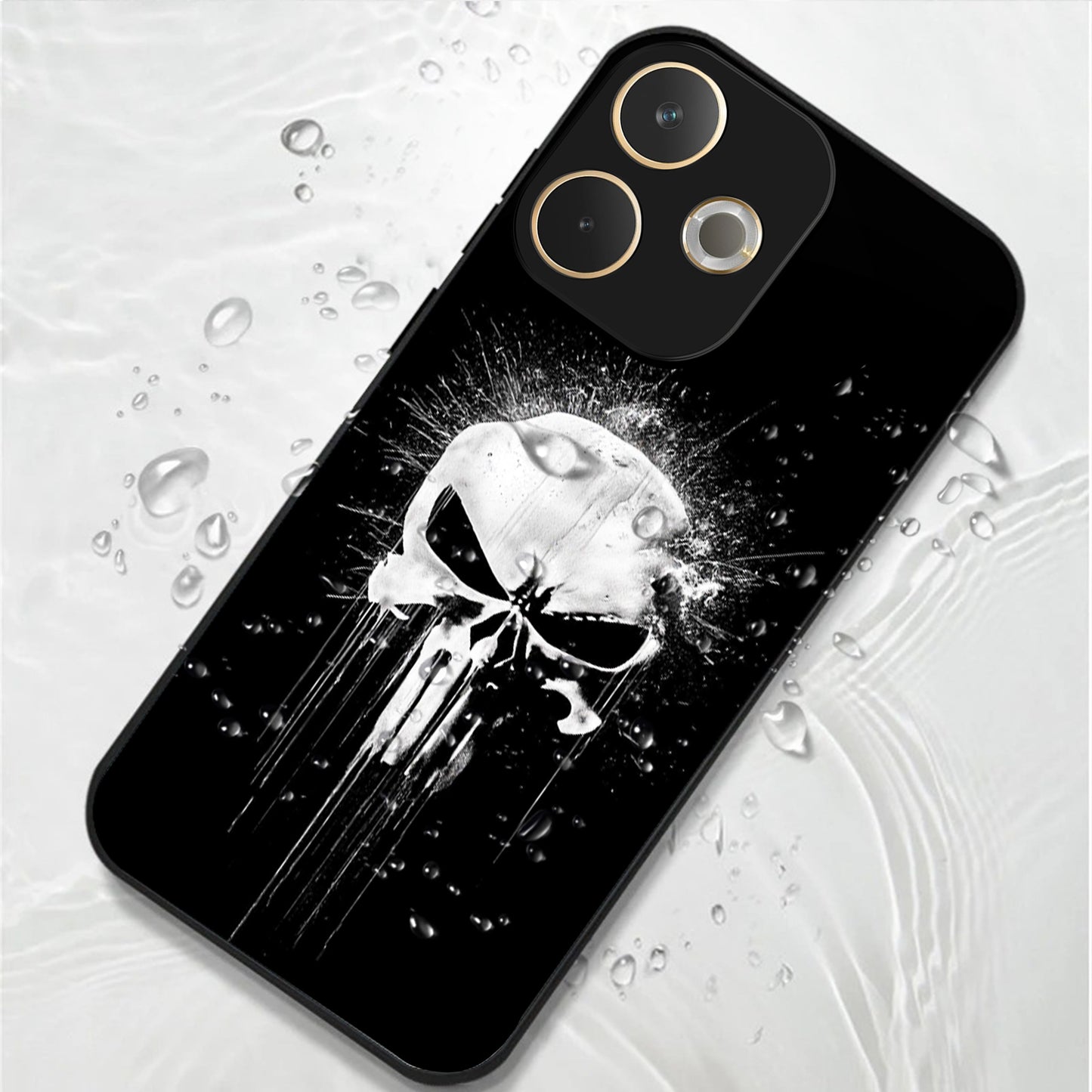 Oppo A5 Pro 5G Premium Acrylic Shockproof Glass Back Case (Punisher Skull)