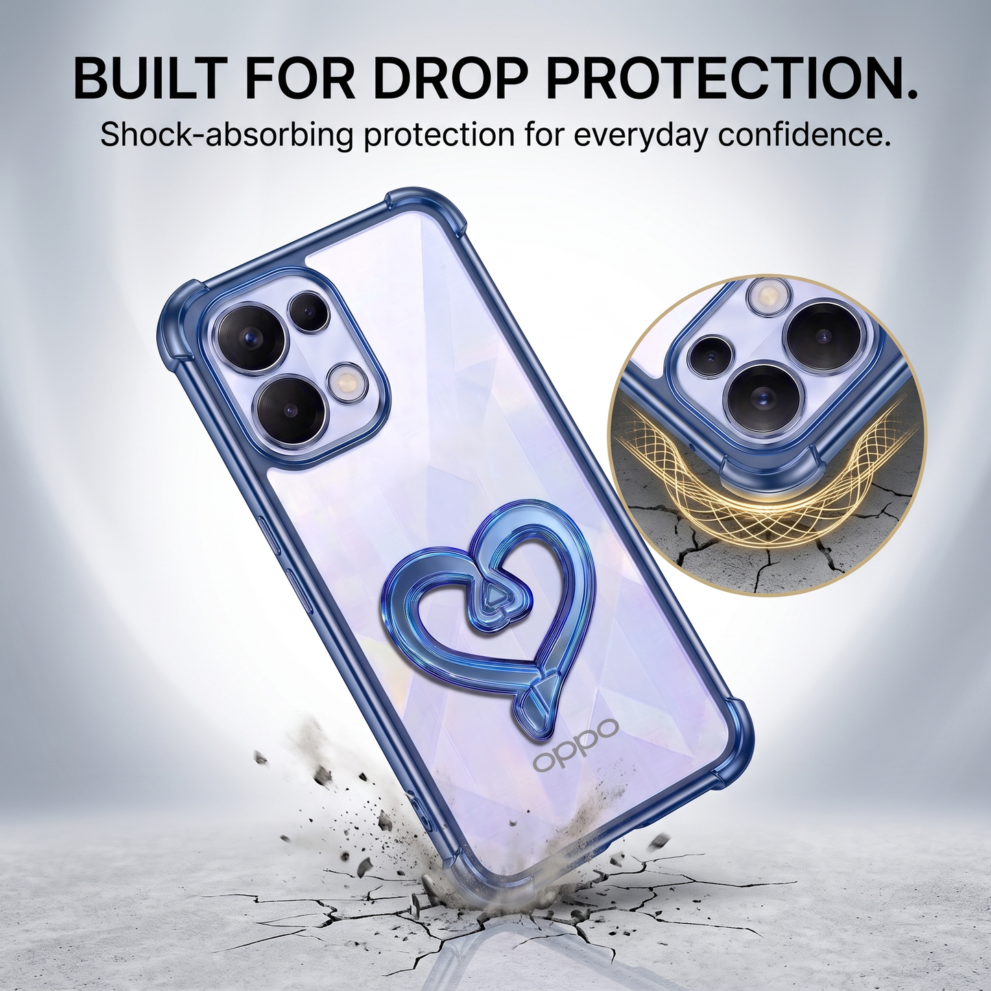 Oppo K13 5G Premium Heart Transparent Shockproof Airbag Phone Case
