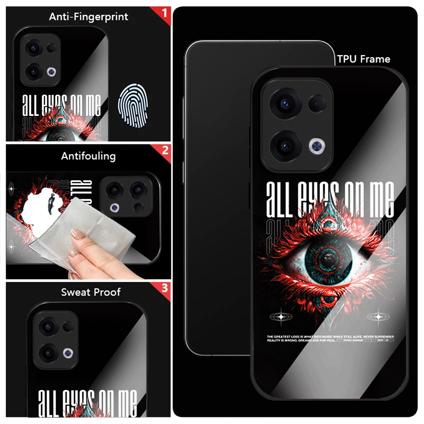 Oppo Reno 13 5G Premium Acrylic Shockproof Glass Back Case (Angry Eye)