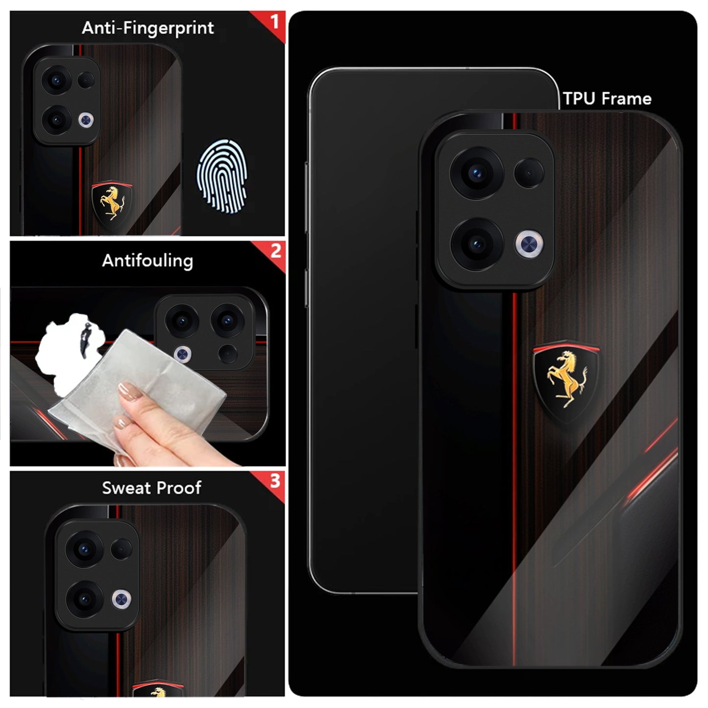 Oppo Reno 13 5G Premium Acrylic Shockproof Glass Back Case (Ferrari GT)