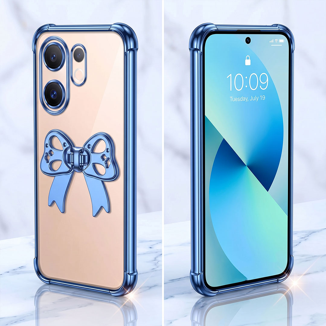 Vivo V60 5G Stylish Bow Knot Transparent Shockproof Airbag Phone Case