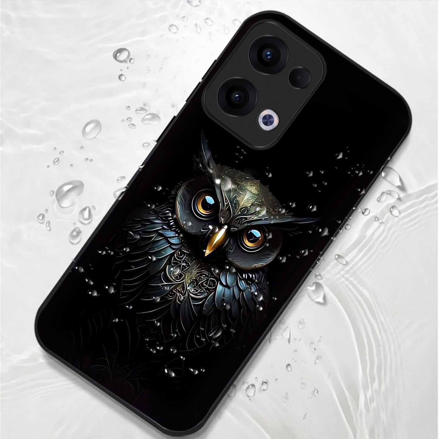 Oppo Reno 13 5G Premium Acrylic Shockproof Glass Back Case (Midnight Owl)