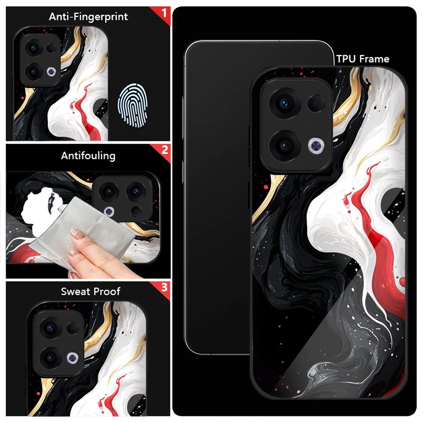 Oppo Reno 13 5G Premium Acrylic Shockproof Glass Back Case (Inferno Drift)