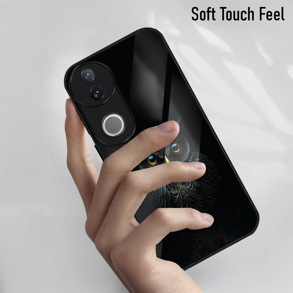 Vivo V50 5G Premium Acrylic Shockproof Glass Back Case (Midnight Owl)
