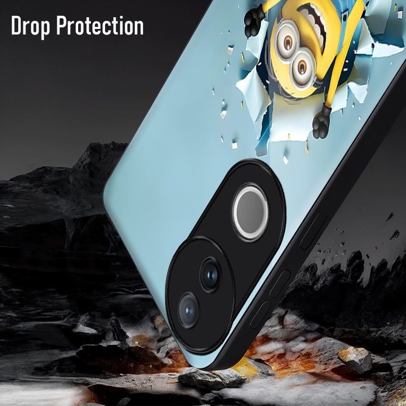 Vivo V50 5G Premium Acrylic Shockproof Glass Back Case (Minion Burst)