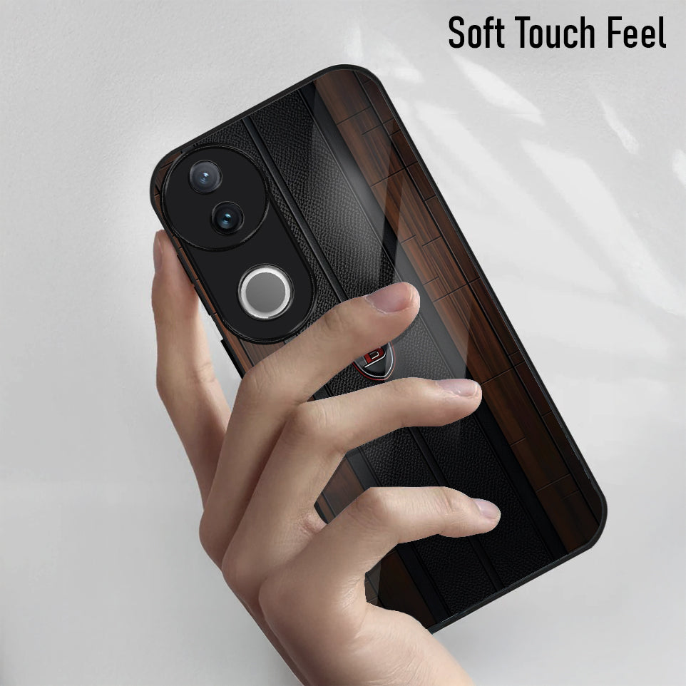 Vivo V50 5G Premium Acrylic Shockproof Glass Back Case (Carbon Oak)