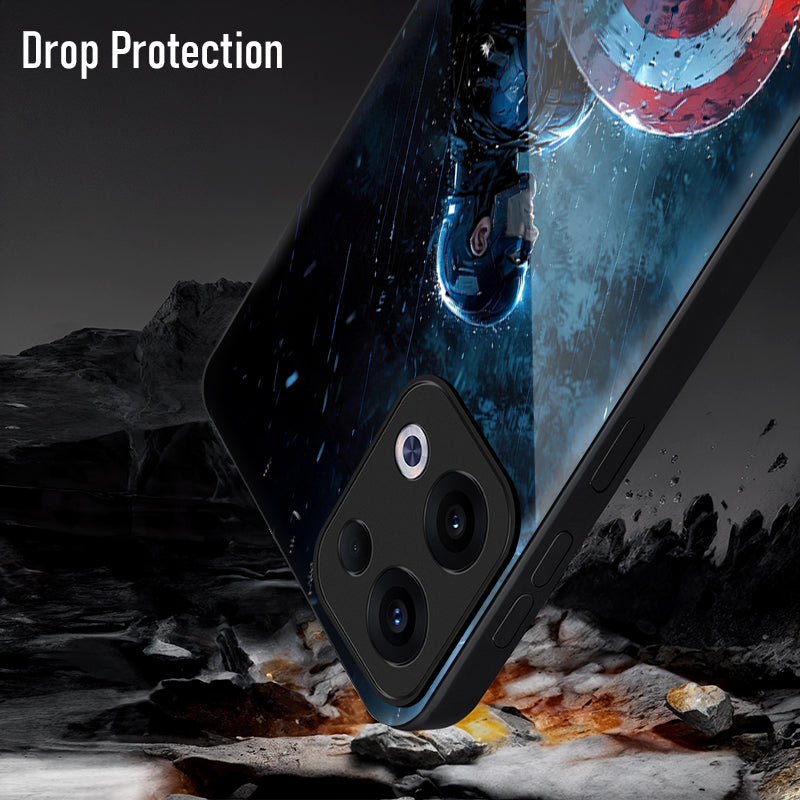 Oppo Reno 13 5G Premium Acrylic Shockproof Glass Back Case (Captain America)