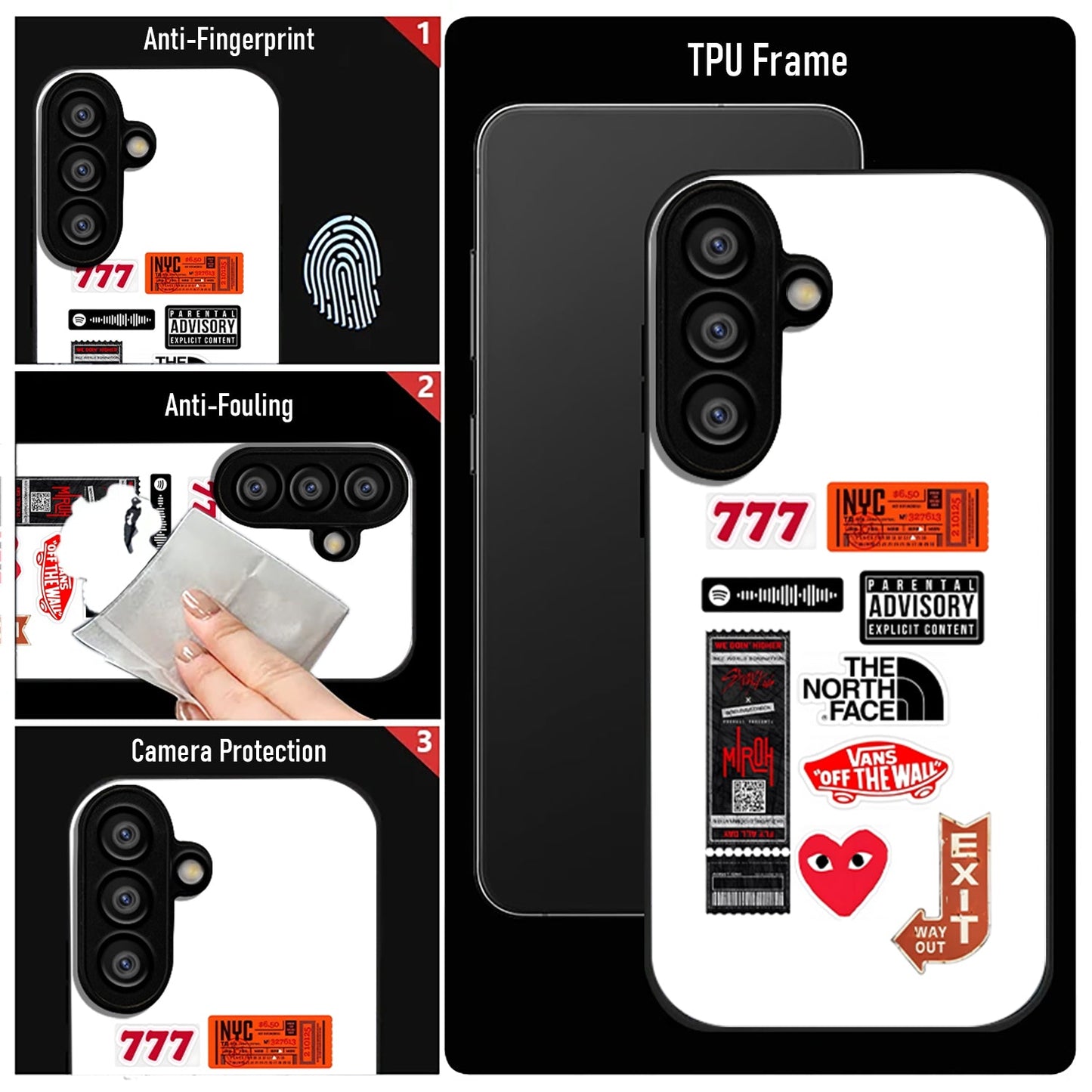 Samsung Galaxy A56 Premium Acrylic Shockproof Glass Back Case (Sticker Bundle Case)