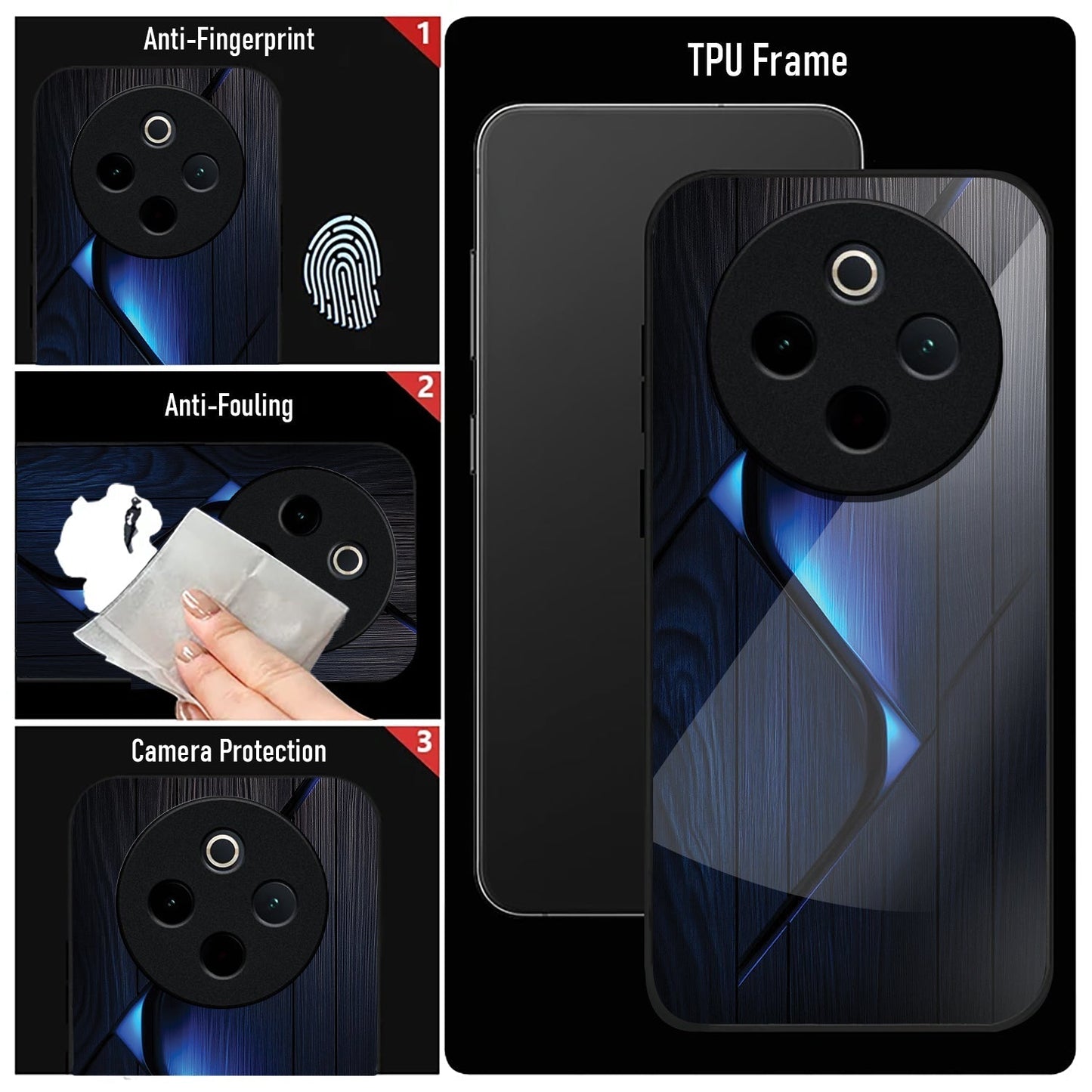 Vivo T4 5G Premium Acrylic Shockproof Glass Back Case (Blue Gradient)