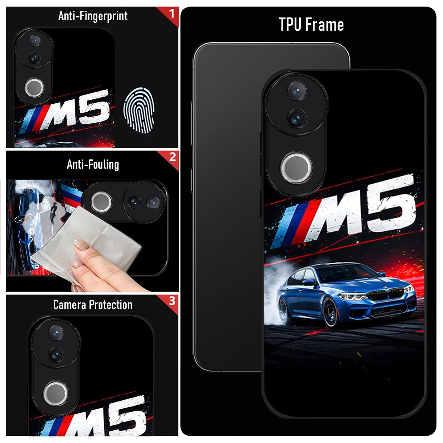 Vivo V50 5G Premium Acrylic Shockproof Glass Back Case (BMW M5)