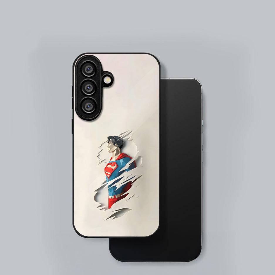 Samsung Galaxy A56 5G Premium Acrylic Shockproof Glass Back Case (Scratch Superman)