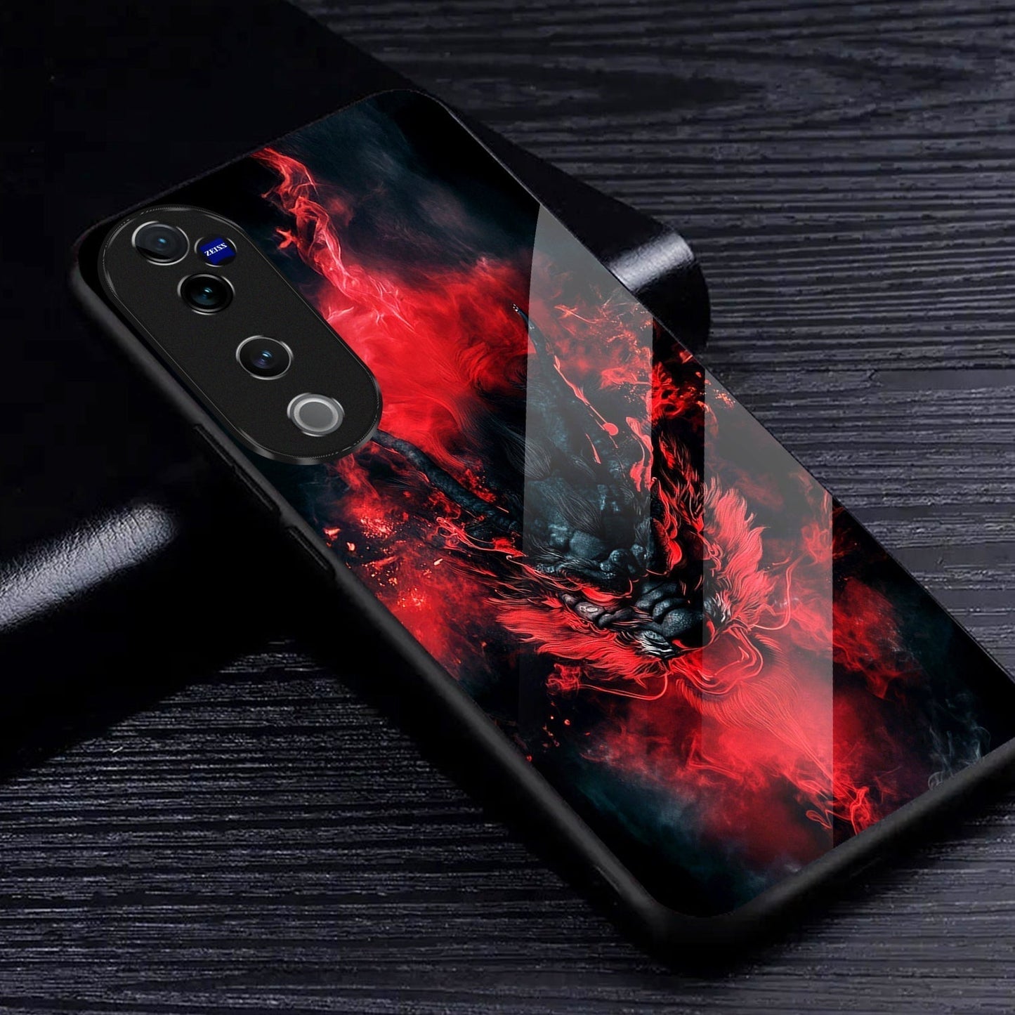 Vivo V40 Pro 5G Premium Acrylic Shockproof Glass Back Case (Fire-Dragon)