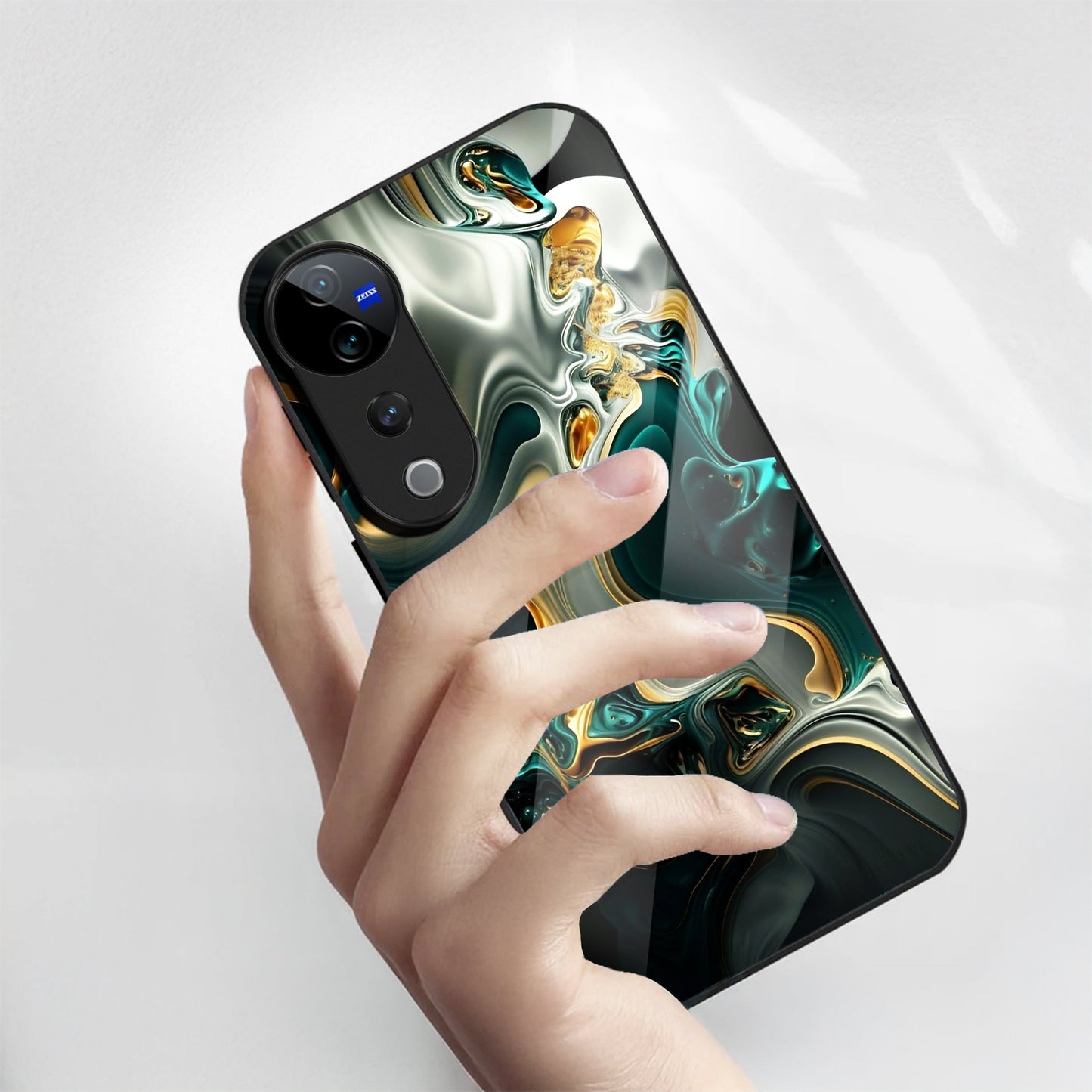 Vivo V40 Pro 5G Premium Acrylic Shockproof Glass Back Case (Ocean Ember)