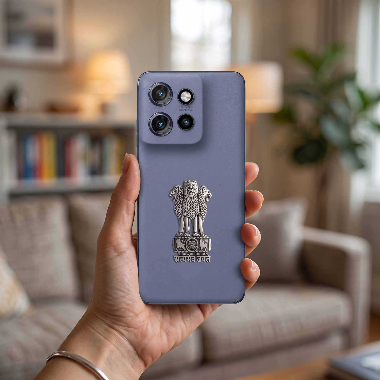 Motorola Edge 50 Neo 5G Compatible Satyamev Jayate 3D Metal Emblem Sticker