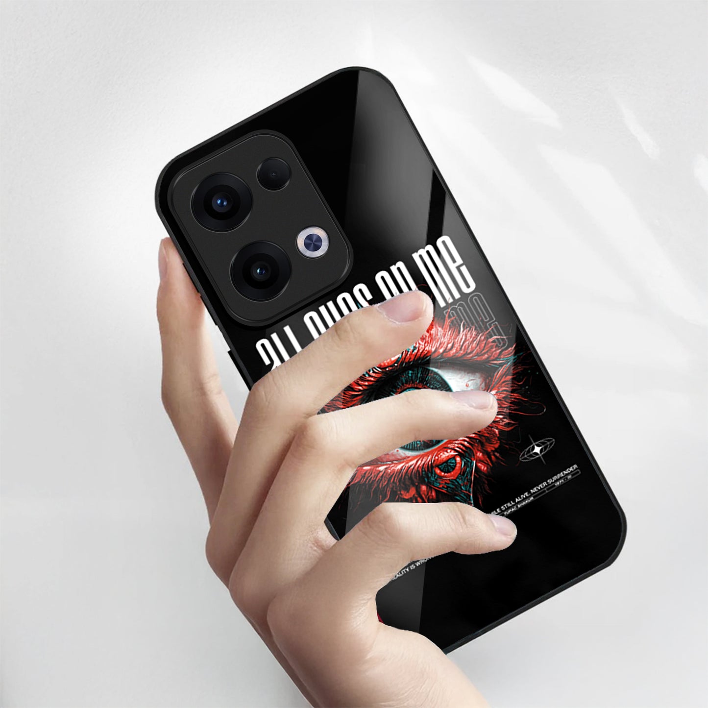 Oppo Reno 13 5G Premium Acrylic Shockproof Glass Back Case (Angry Eye)