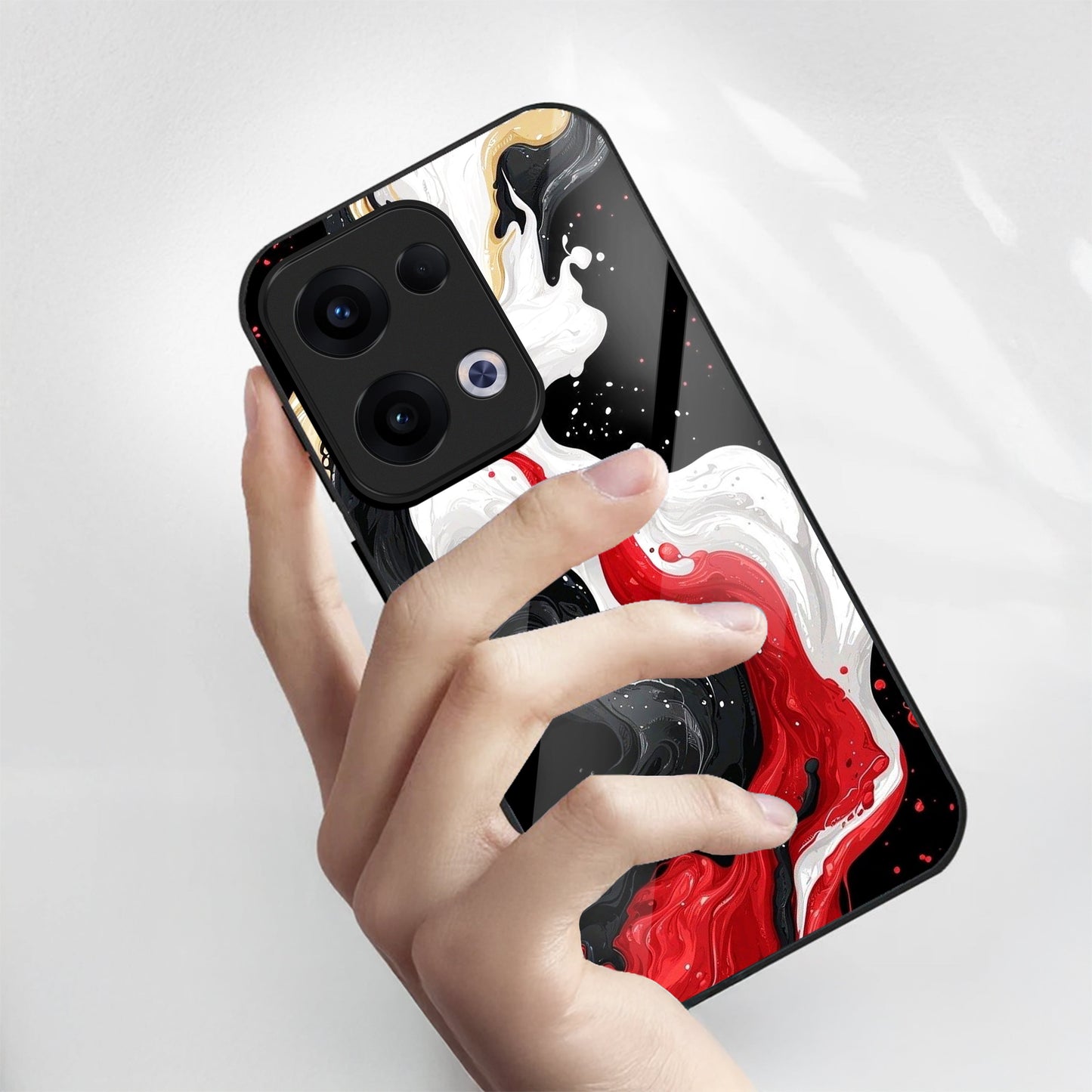 Oppo Reno 13 5G Premium Acrylic Shockproof Glass Back Case (Inferno Drift)