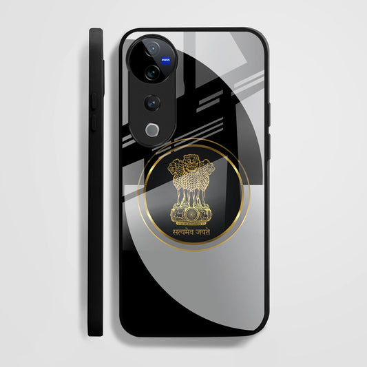 Vivo V40 Pro 5G Premium Acrylic Shockproof Glass Back Case (Satyamev Noir)