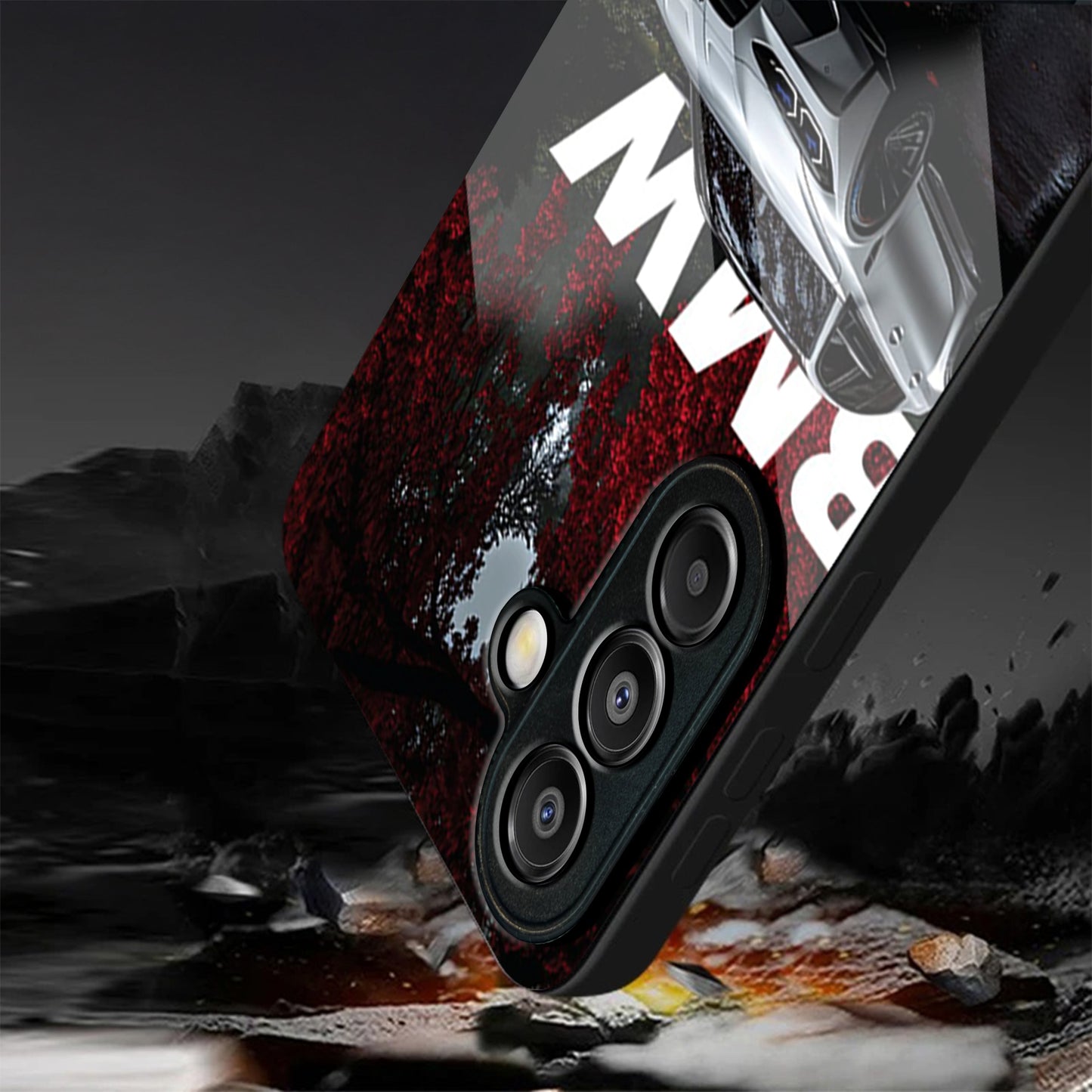 Samsung Galaxy A36 Premium Acrylic Shockproof Glass Back Case (Redline BMW)