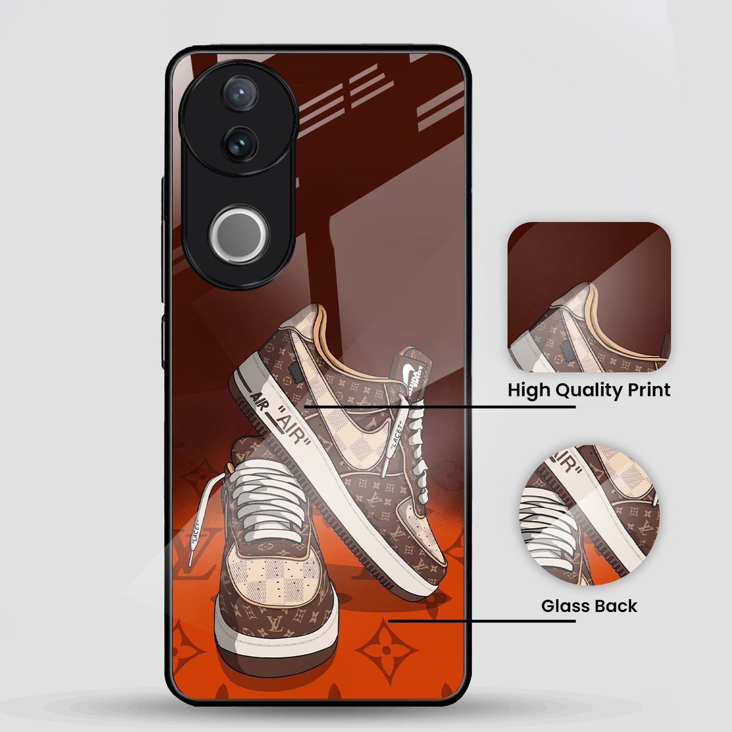 Vivo V50 5G Premium Acrylic Shockproof Glass Back Case (Sneaker)