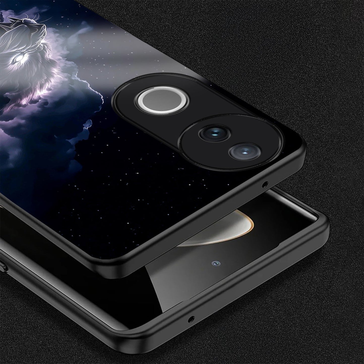 Vivo V50 5G Premium Acrylic Shockproof Glass Back Case (Storm King)