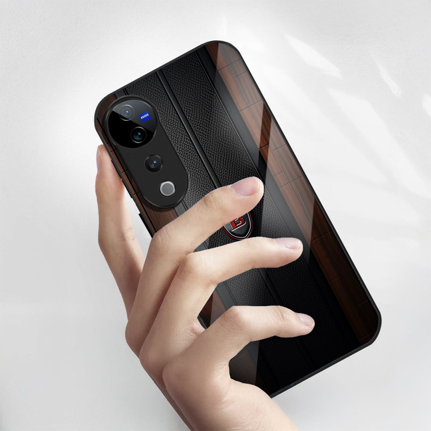 Vivo V40 Pro 5G Premium Acrylic Shockproof Glass Back Case (Carbon Oak)