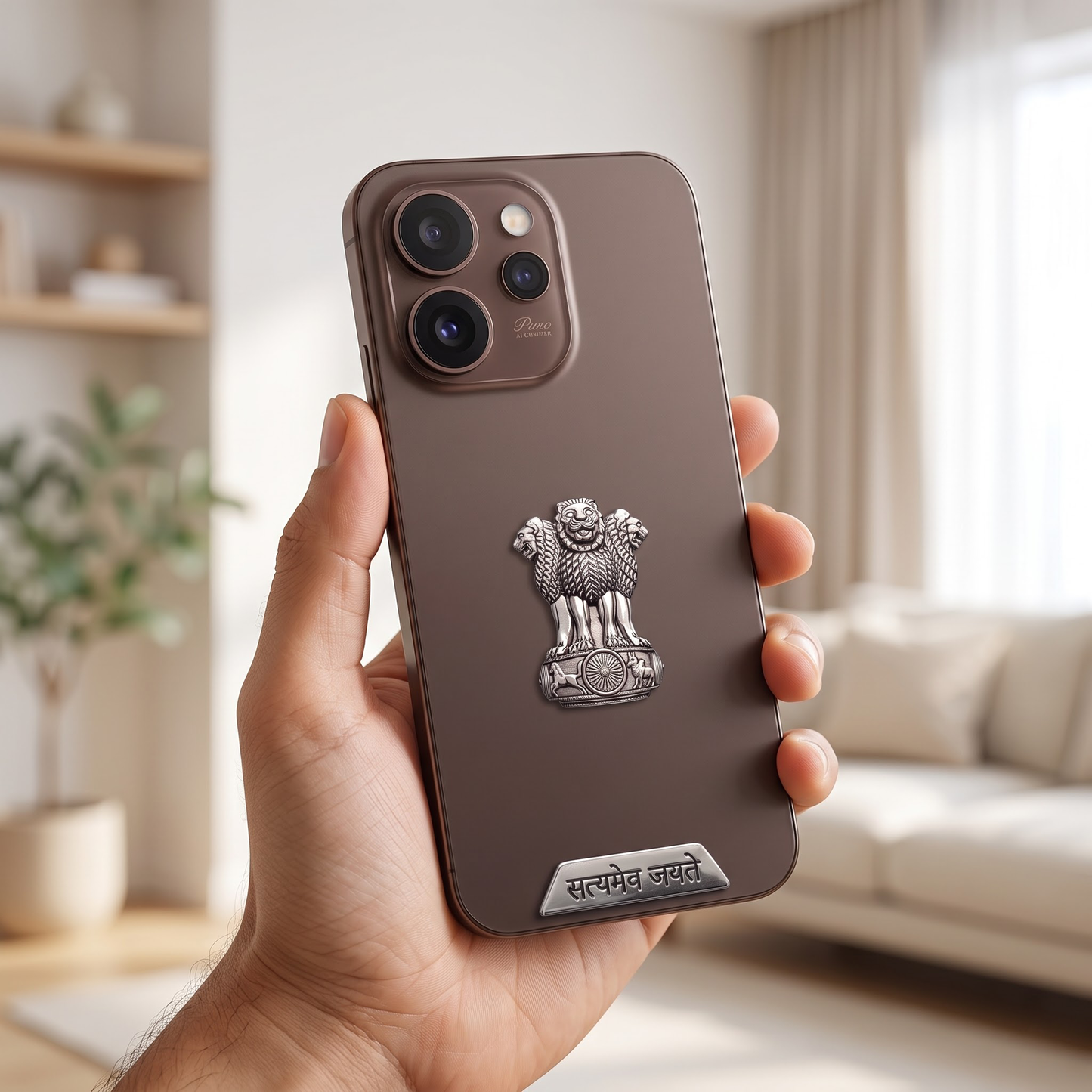 Oppo Reno 15 Pro Mini 5G Compatible Satyamev Jayate 3D Metal Emblem Sticker