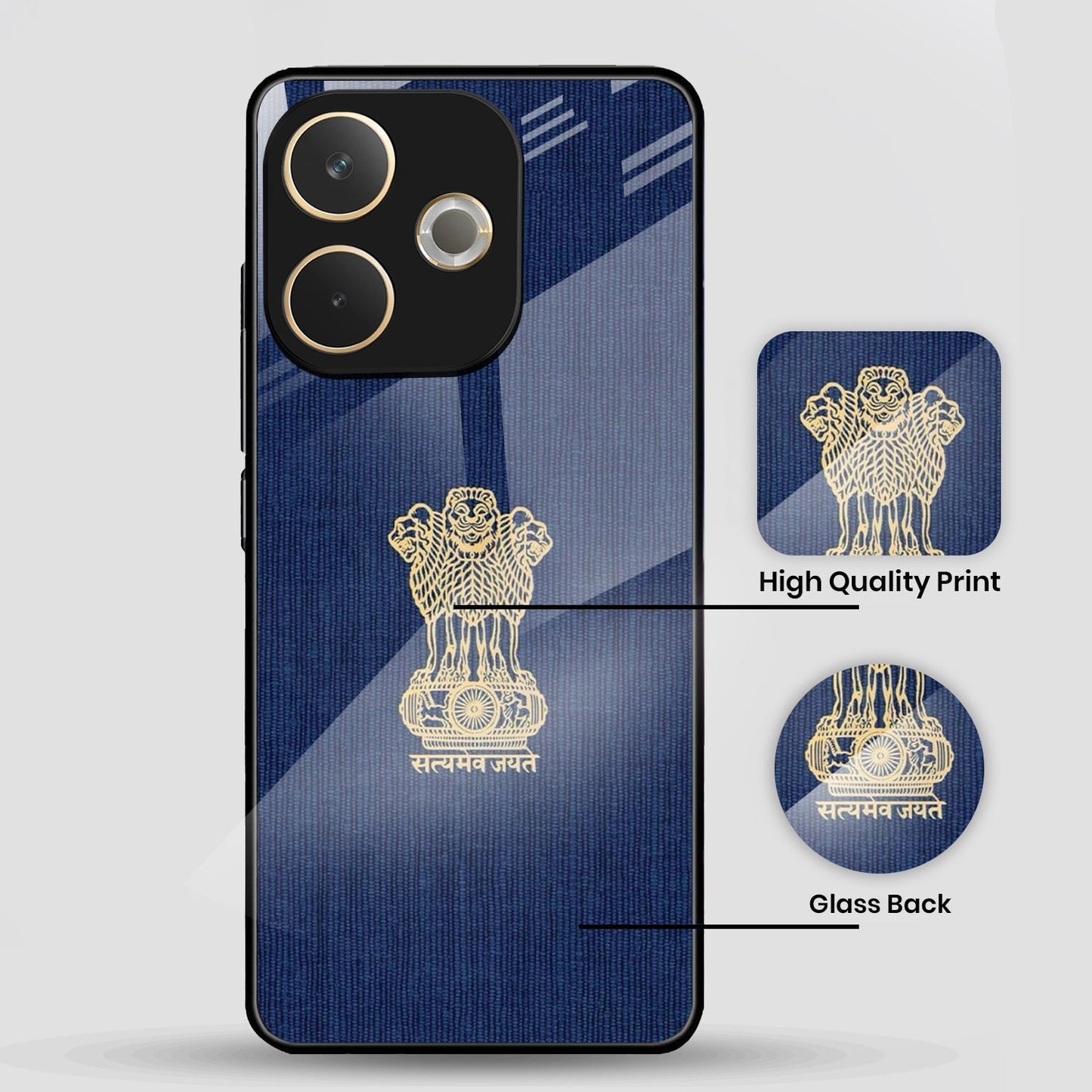 Oppo A5 Pro 5G Premium Acrylic Shockproof Glass Back Case ( Satya-M-Jayate )