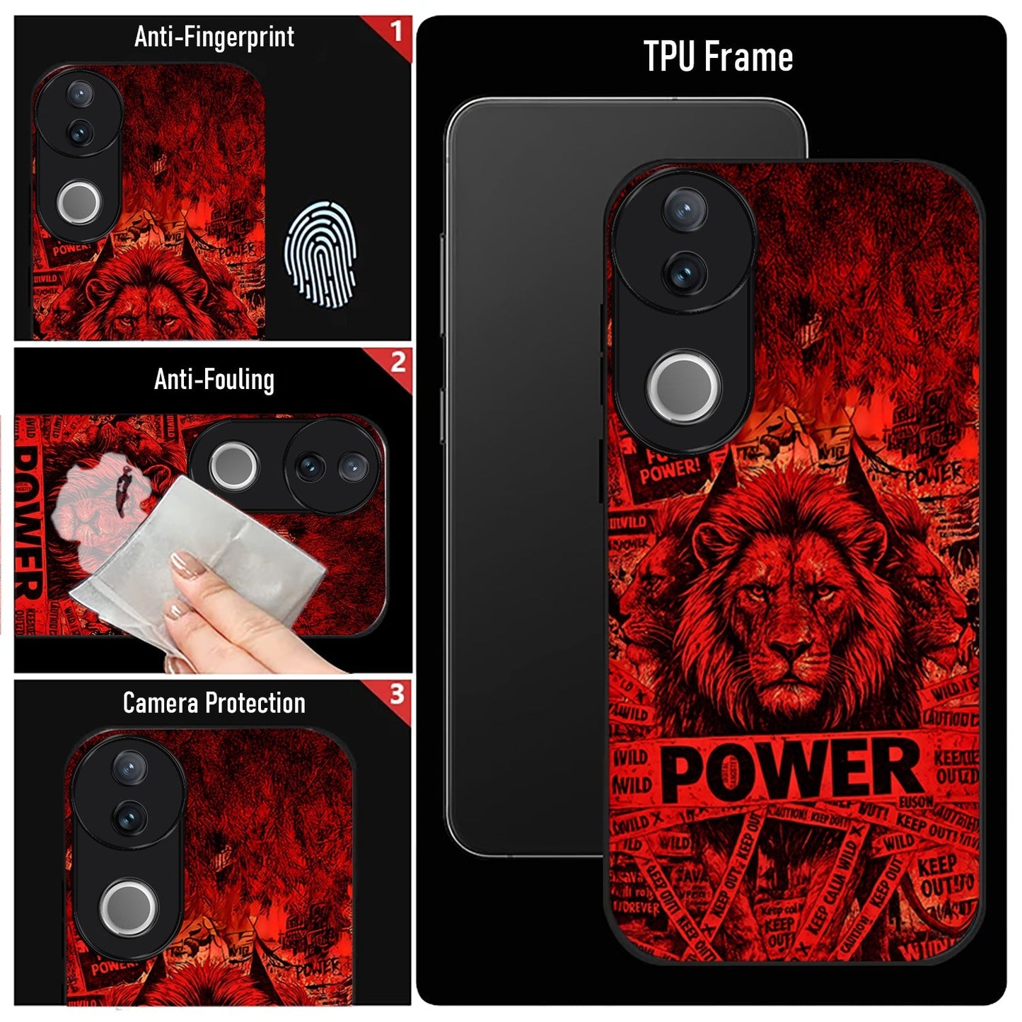 Vivo V50 5G Premium Acrylic Shockproof Glass Back Case (Lion Power)