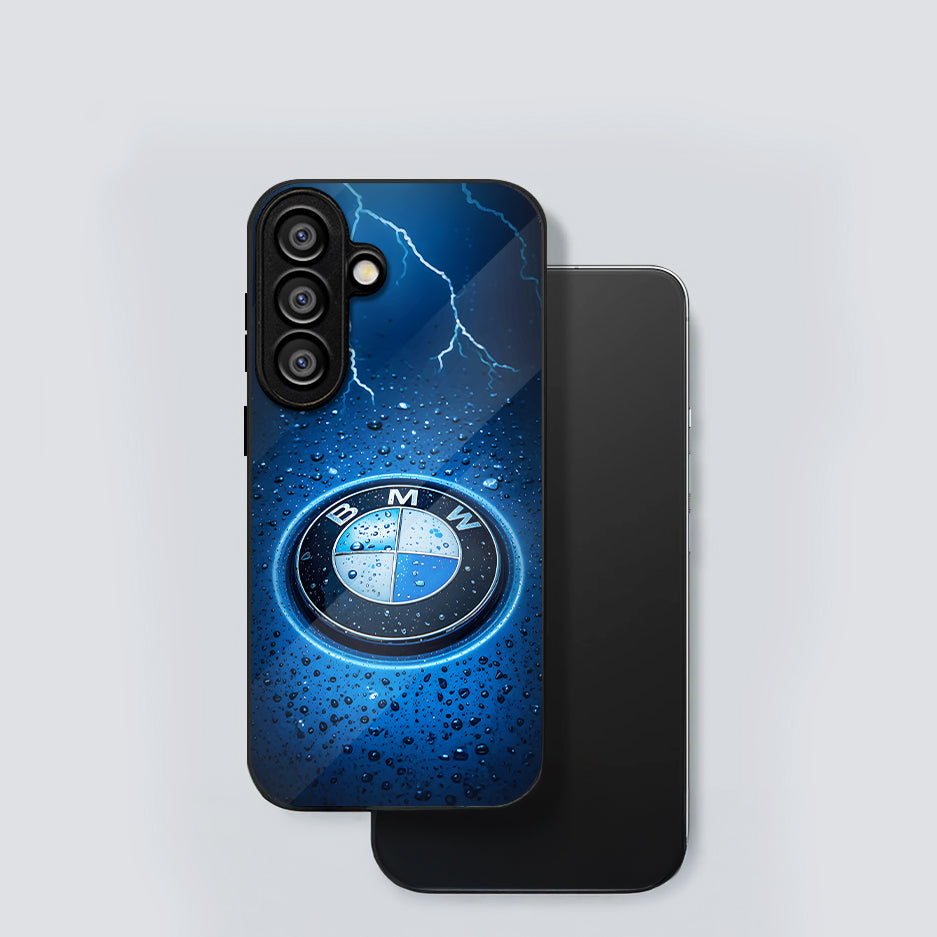 Samsung Galaxy A56 Premium Acrylic Shockproof Glass Back Case (Lightning Badge)