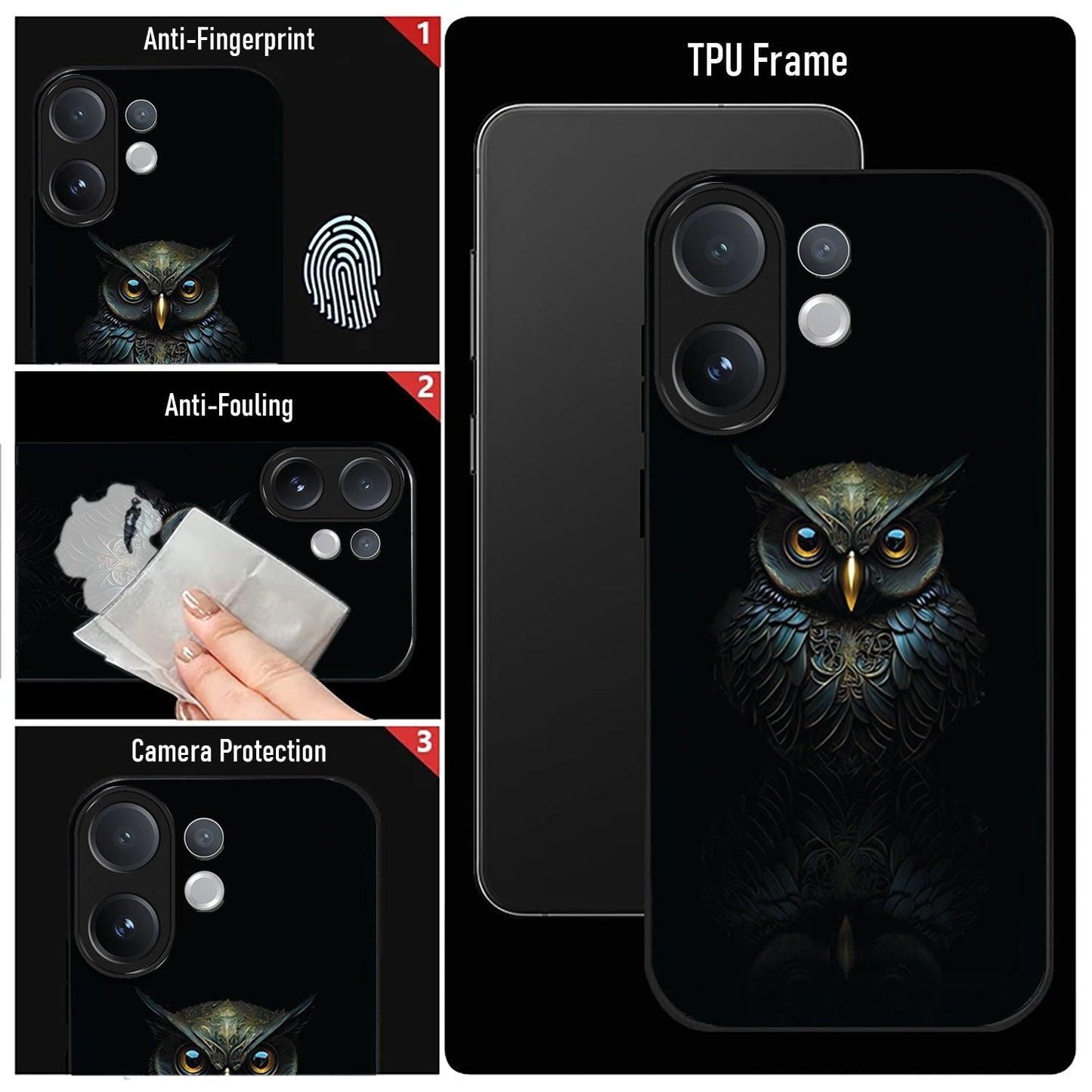 Vivo V60 5G Premium Acrylic Shockproof Glass Back Case (Midnight Owl)