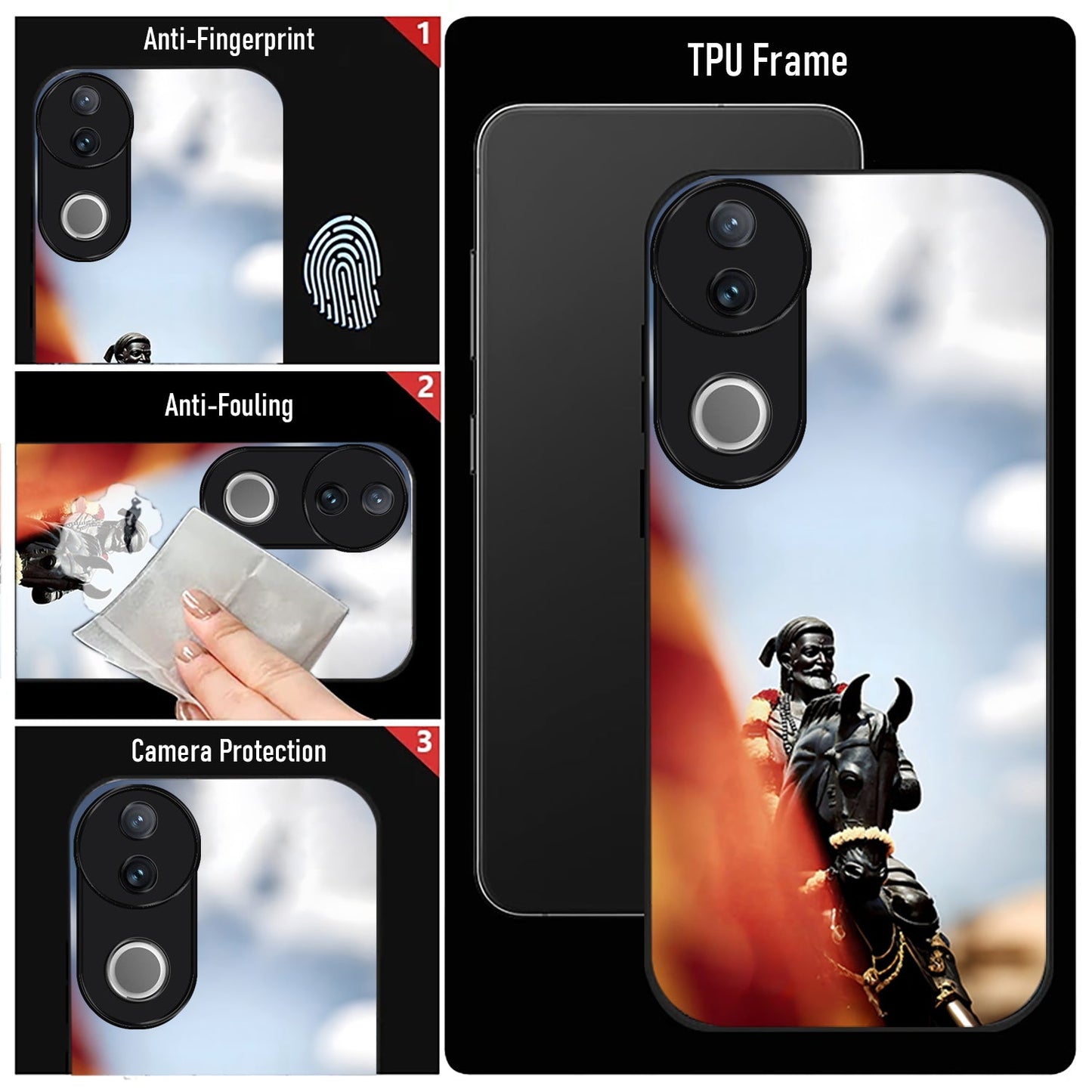 Vivo V50 5G Premium Acrylic Shockproof Glass Back Case (Maratha King)