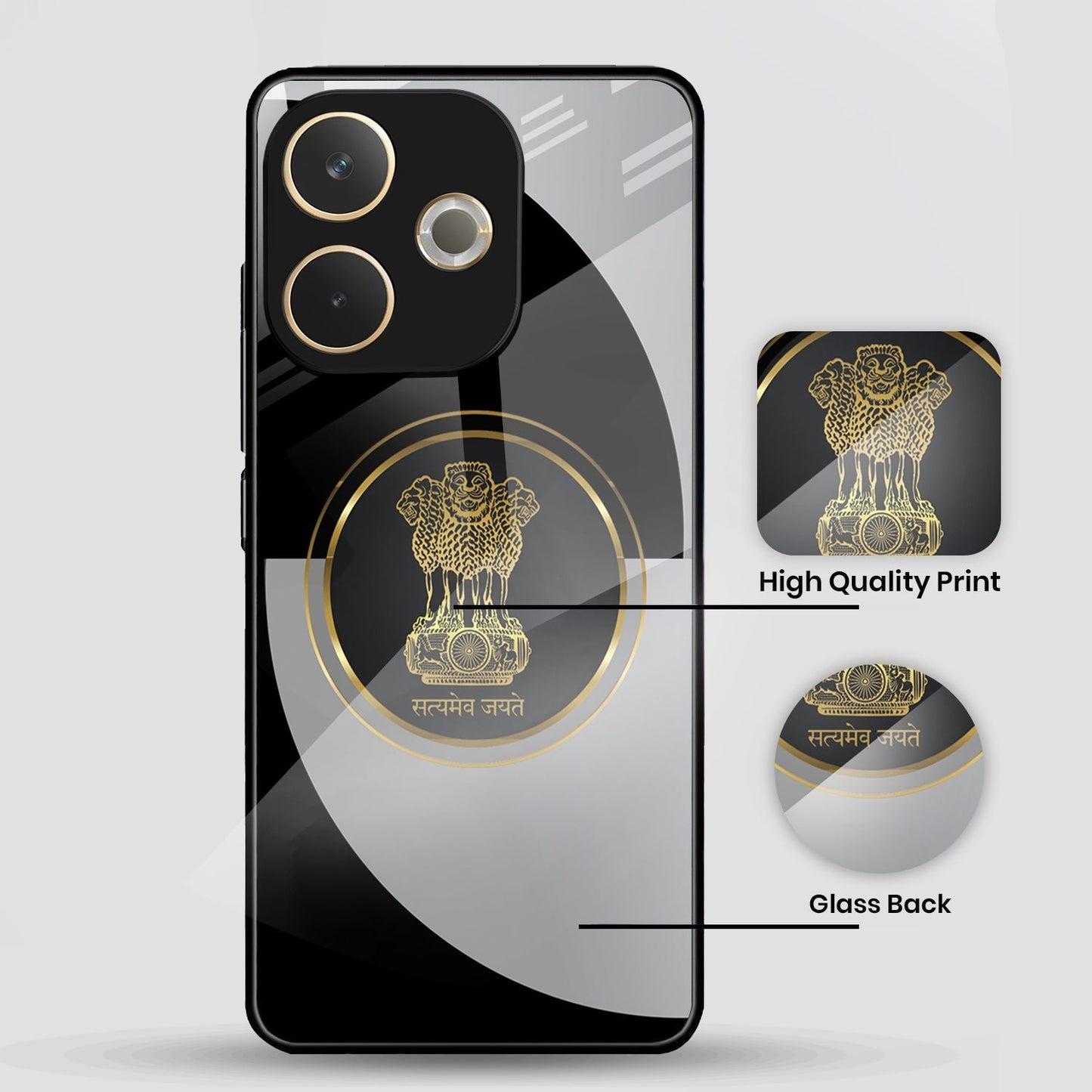 Oppo A5 Pro 5G Premium Acrylic Shockproof Glass Back Case (Satyamev Noir)