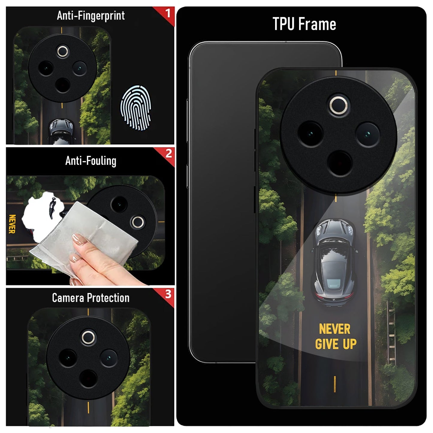 Vivo T4 5G Premium Acrylic Shockproof Glass Back Case (Road Never Give Up)