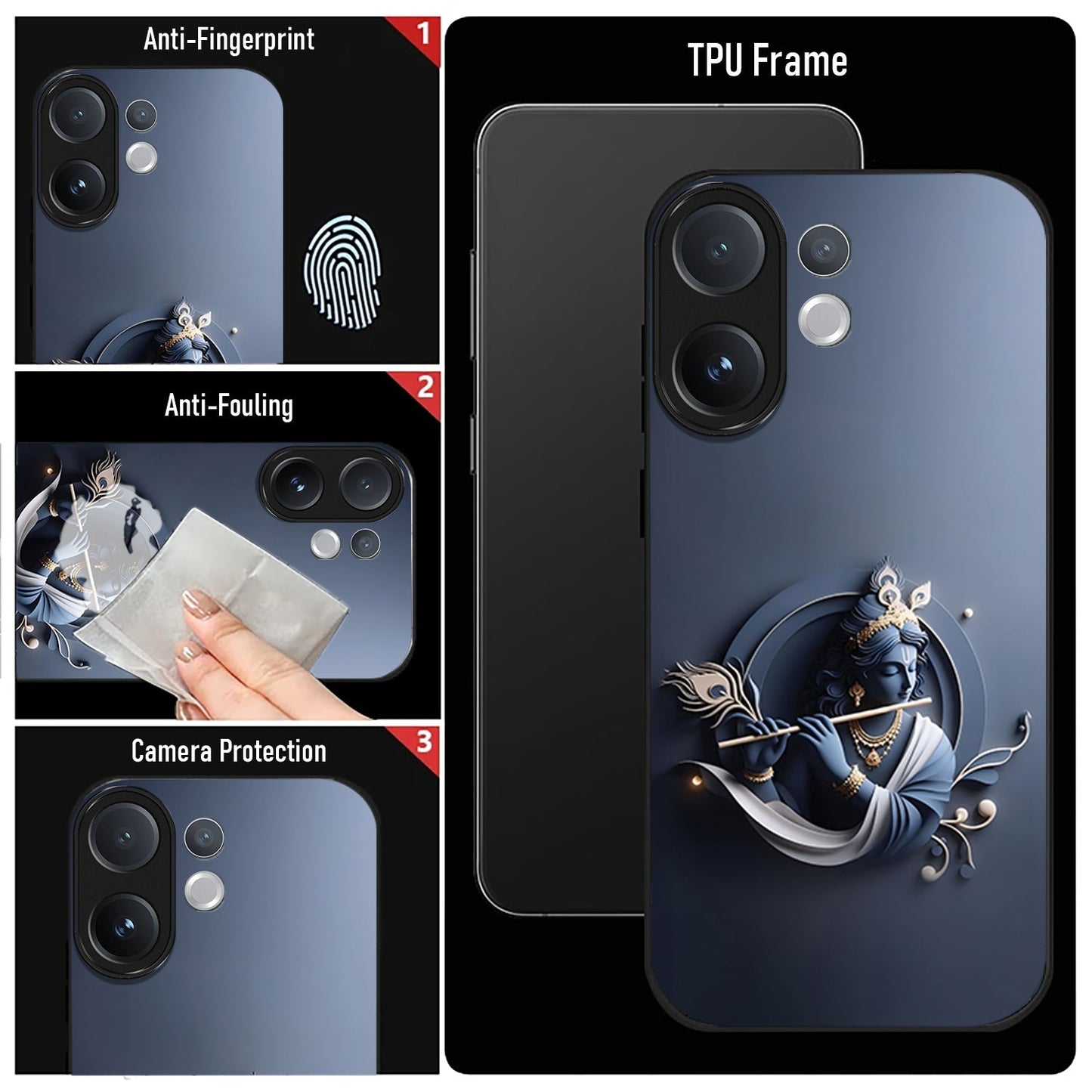 Vivo V60 5G Premium Acrylic Shockproof Glass Back Case (Krishna)