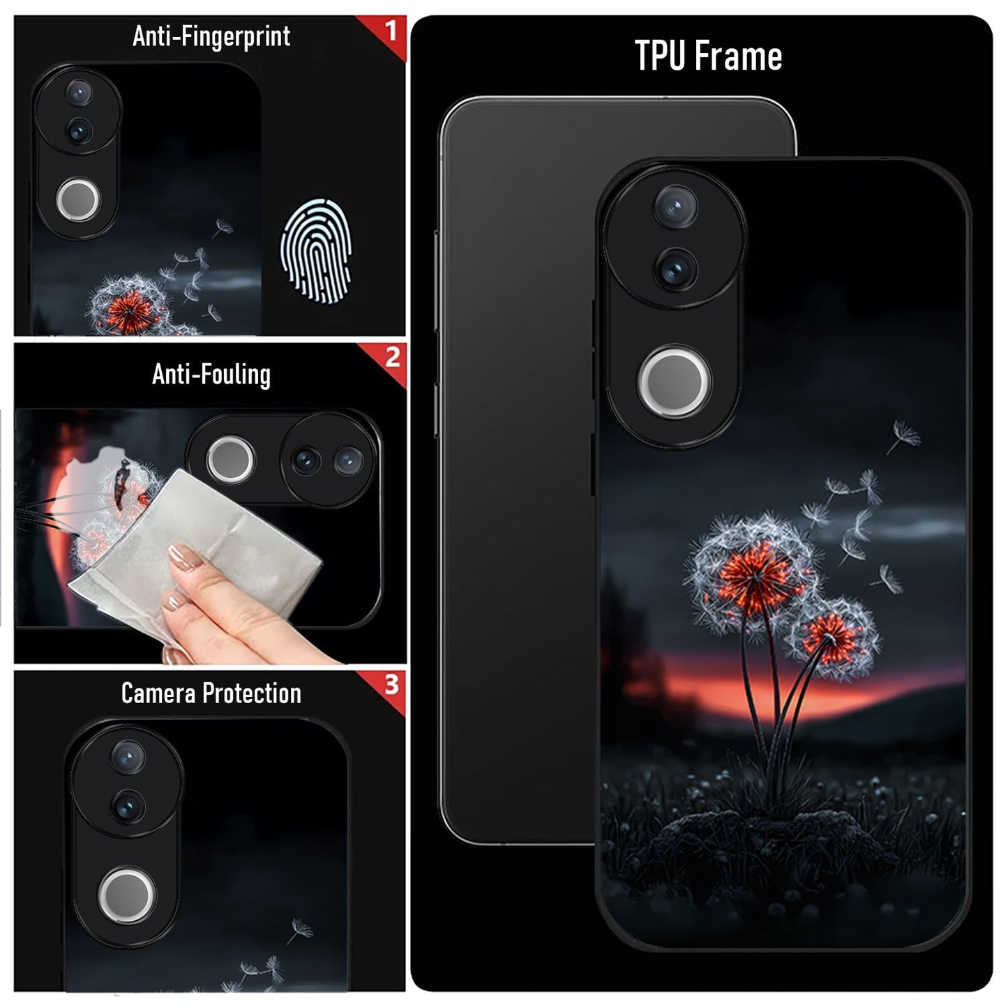 Vivo V50 5G Premium Acrylic Shockproof Glass Back Case (Dandelion Glow)