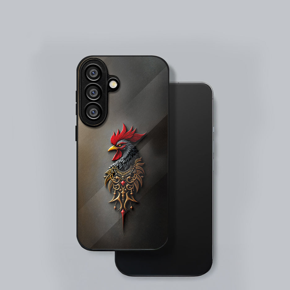 Samsung Galaxy A56 Premium Acrylic Shockproof Glass Back Case (Royal Rooster)