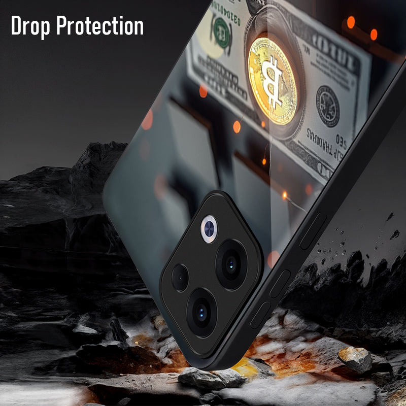 Oppo Reno 13 5G Premium Acrylic Shockproof Glass Back Case (Billion Dollar)