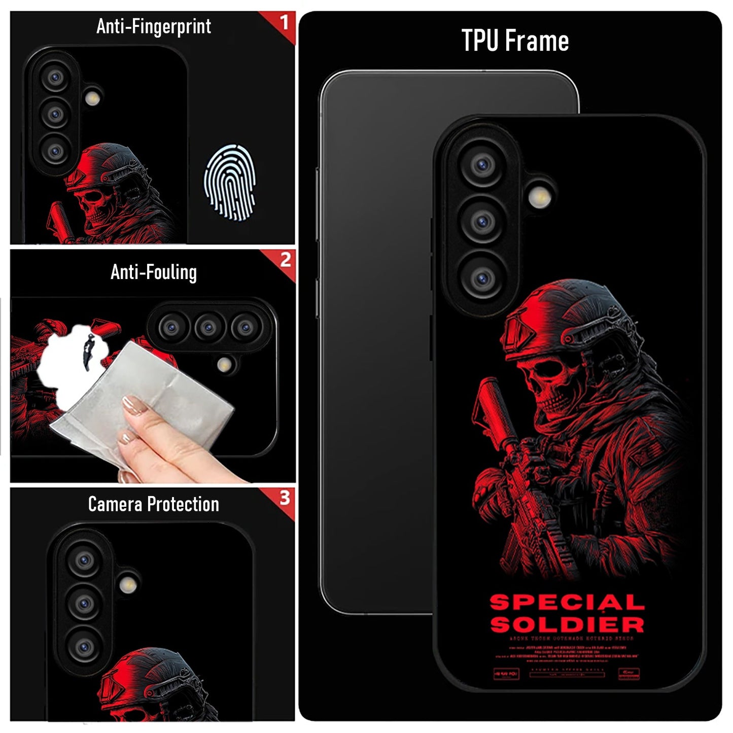 Samsung Galaxy A56 Premium Acrylic Shockproof Glass Back Case (Special Soldier)