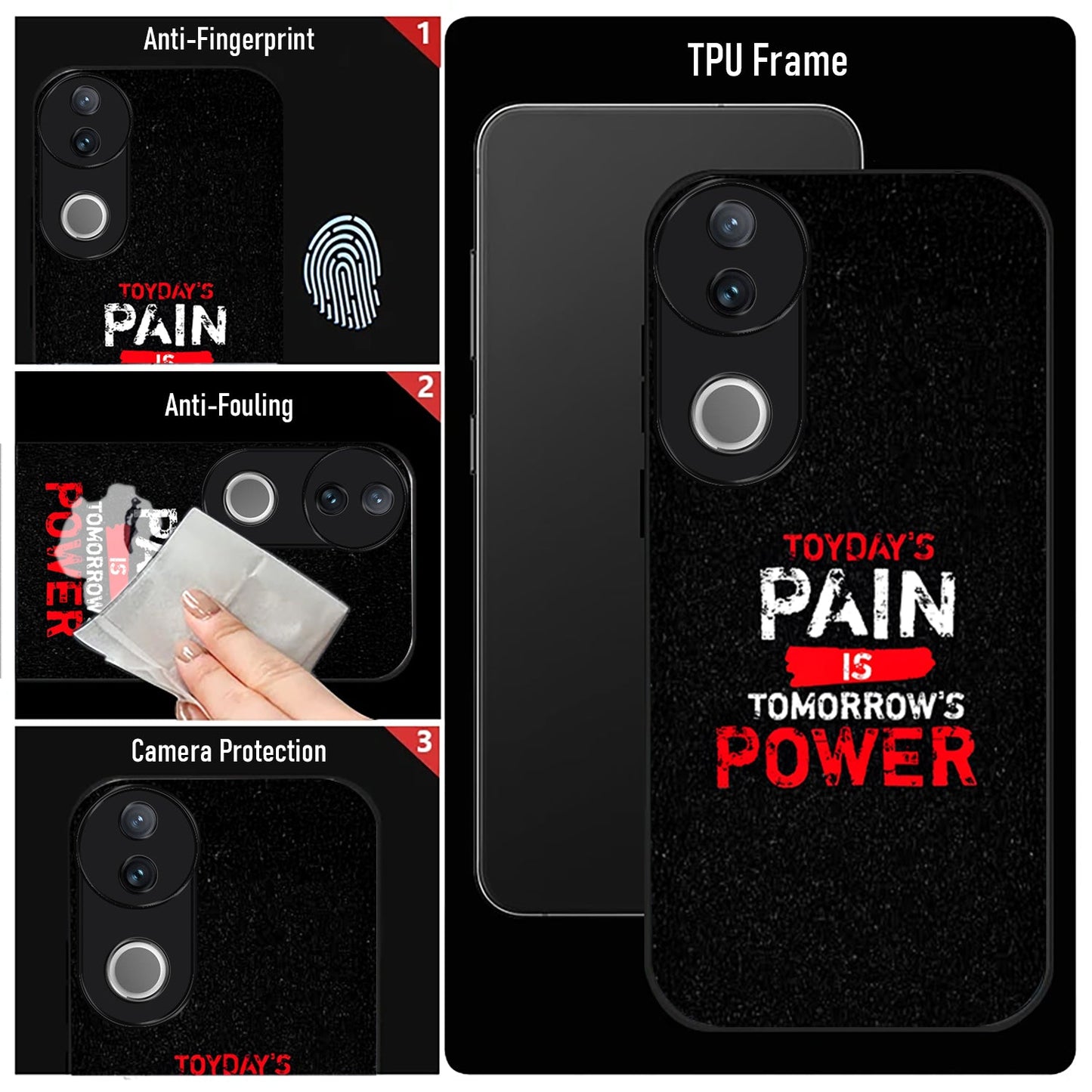 Vivo V50 5G Premium Acrylic Shockproof Glass Back Case (Pain Power)