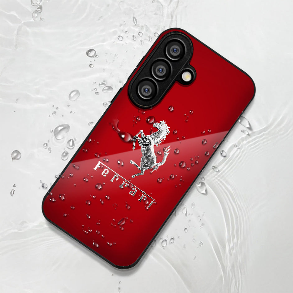 Samsung Galaxy A36 Premium Acrylic Shockproof Glass Back Case (Ferrari Passion)
