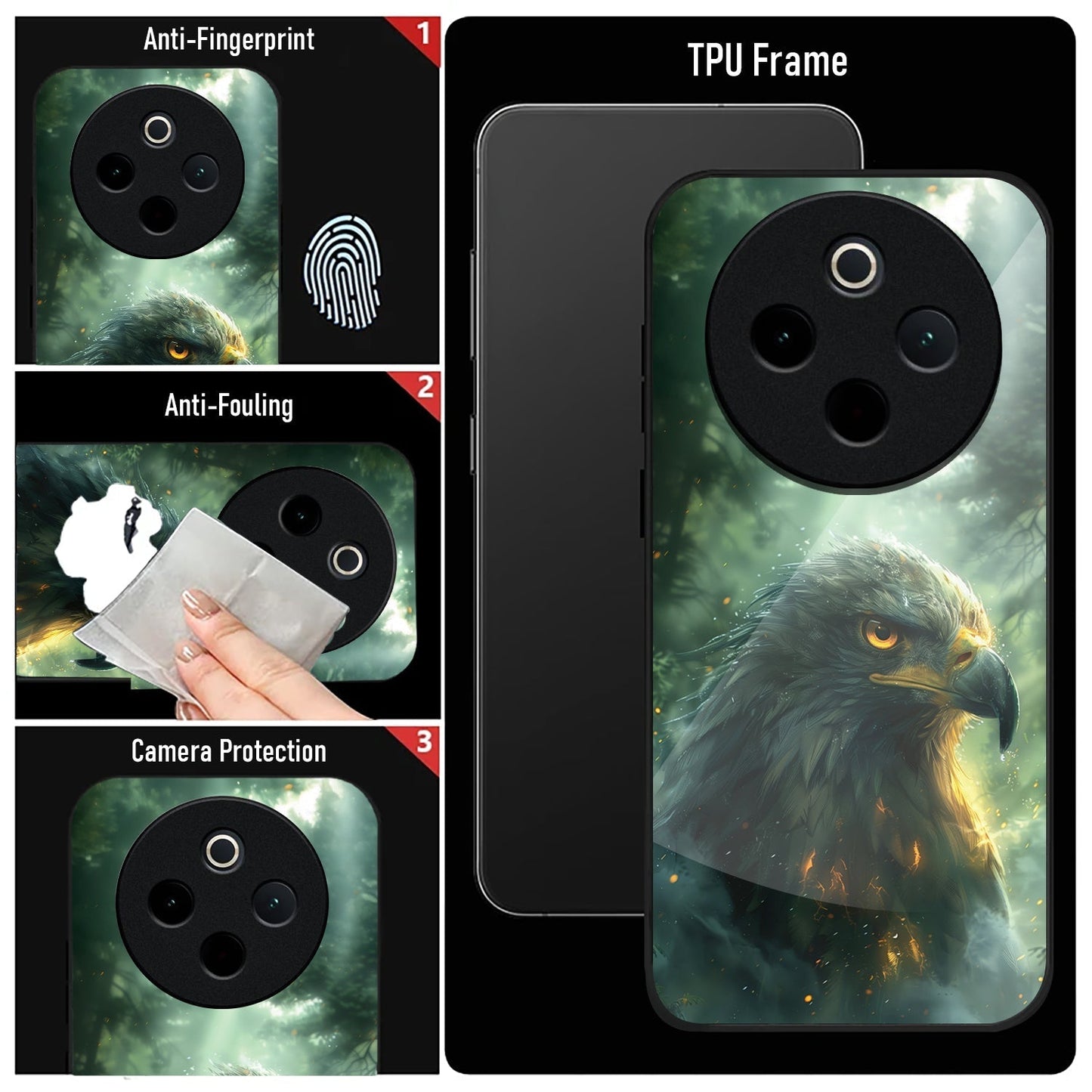 Vivo T4 5G Premium Acrylic Shockproof Glass Back Case (Eagle Case)