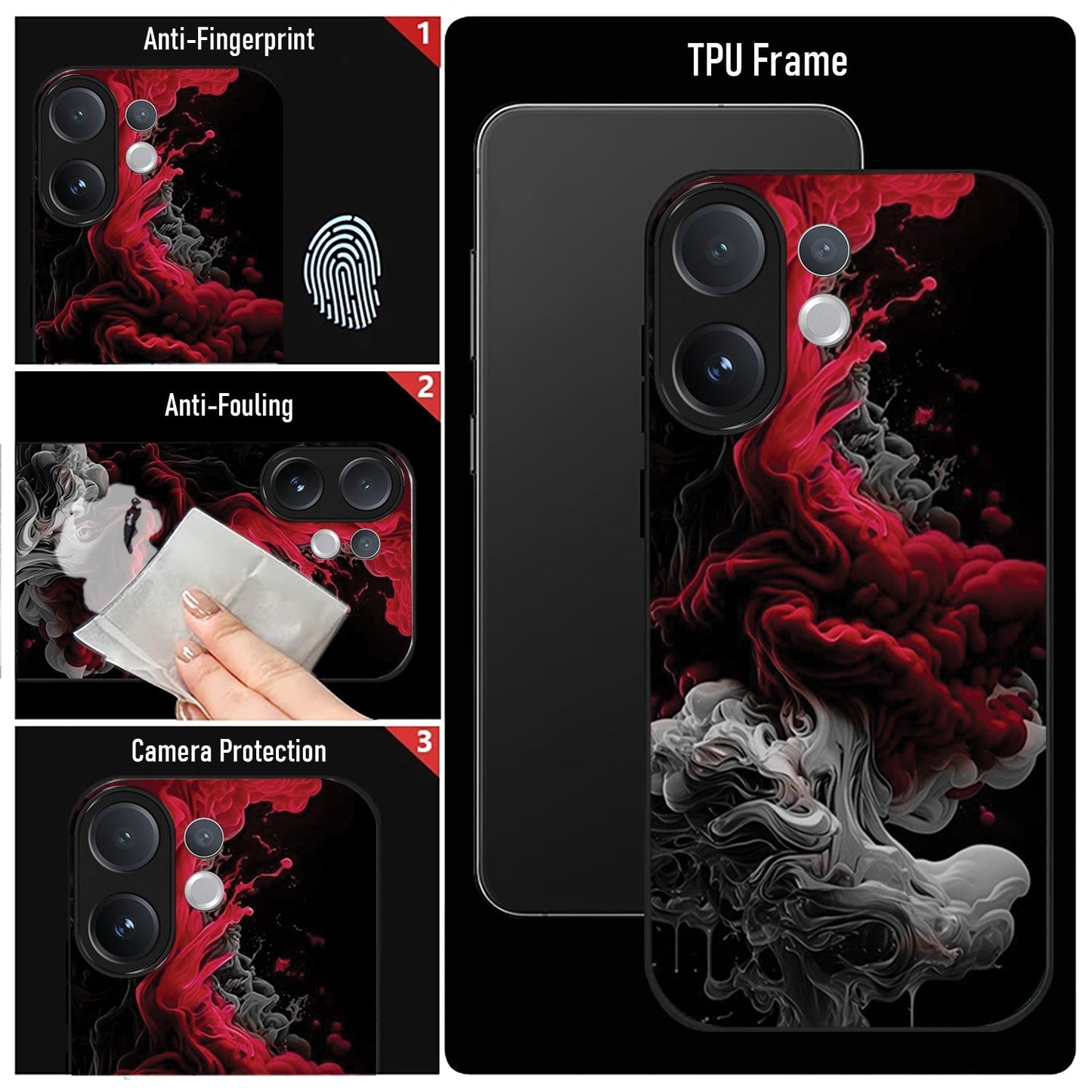 Vivo V60 5G Premium Acrylic Shockproof Glass Back Case (Infernal Drift)