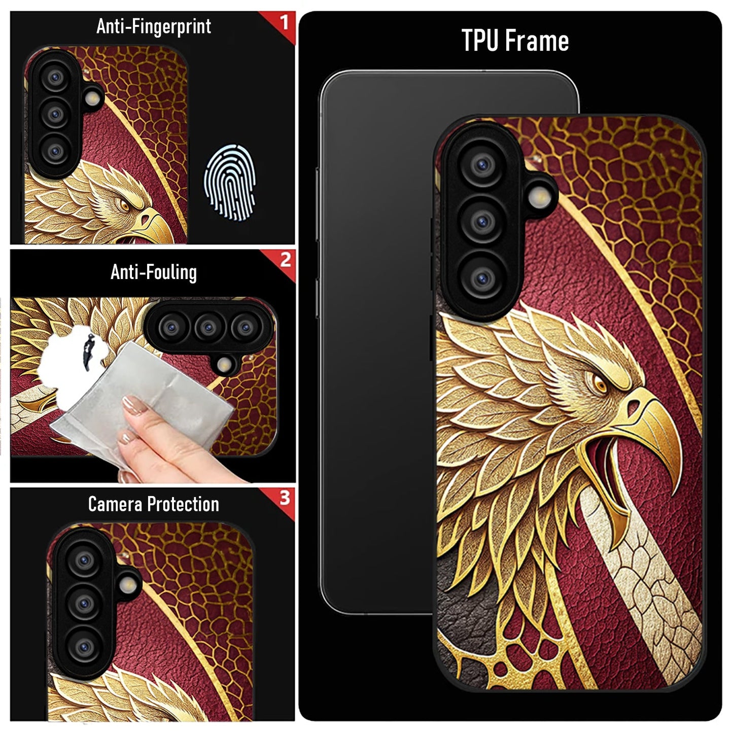 Samsung Galaxy A56 Premium Acrylic Shockproof Glass Back Case (Metallic Eagle)