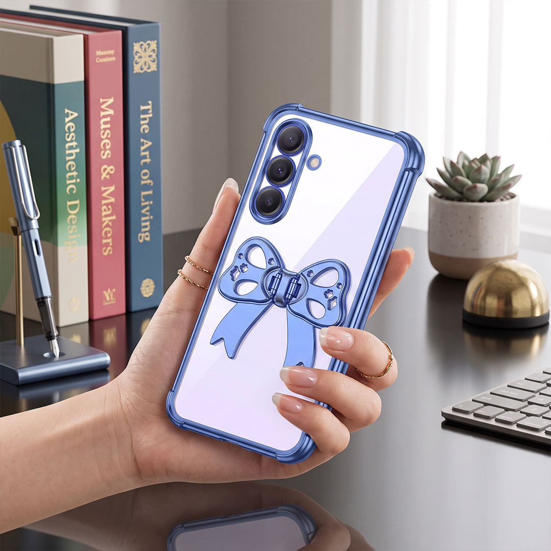 Samsung Galaxy M56 5G Stylish Bow Knot Transparent Shockproof Airbag Phone Case