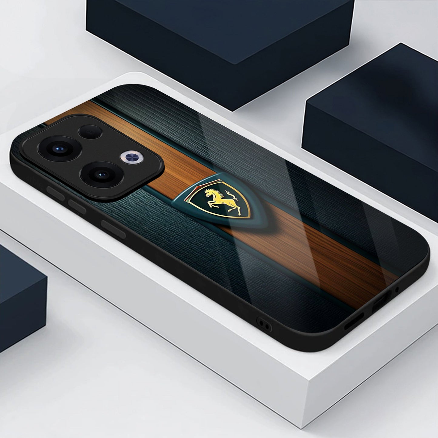 Oppo Reno 13 5G Premium Acrylic Shockproof Glass Back Case (Royal Roadster)